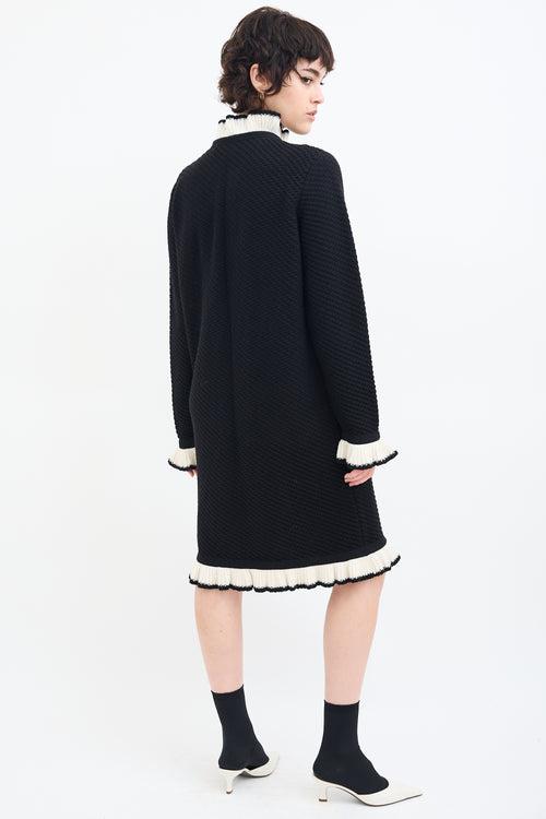 Moschino Boutique Black & White Knit Ruffle Dress