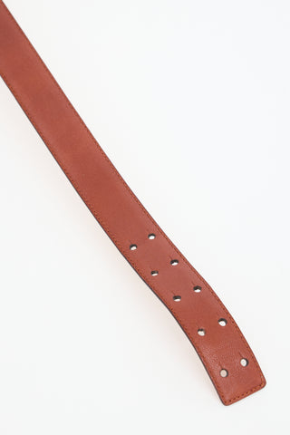 Moschino Brown Leather Logo Belt