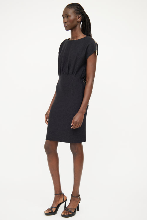 Moschino Black Shimmer Zip Short Sleeve Dress