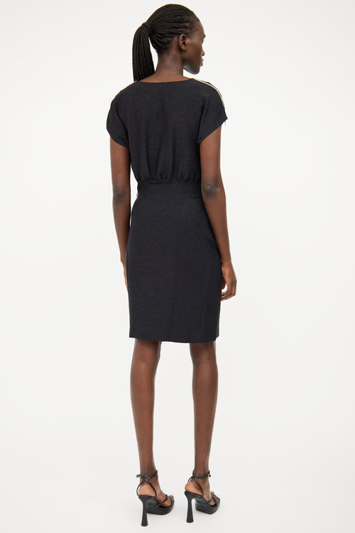 Moschino Black Shimmer Zip Short Sleeve Dress