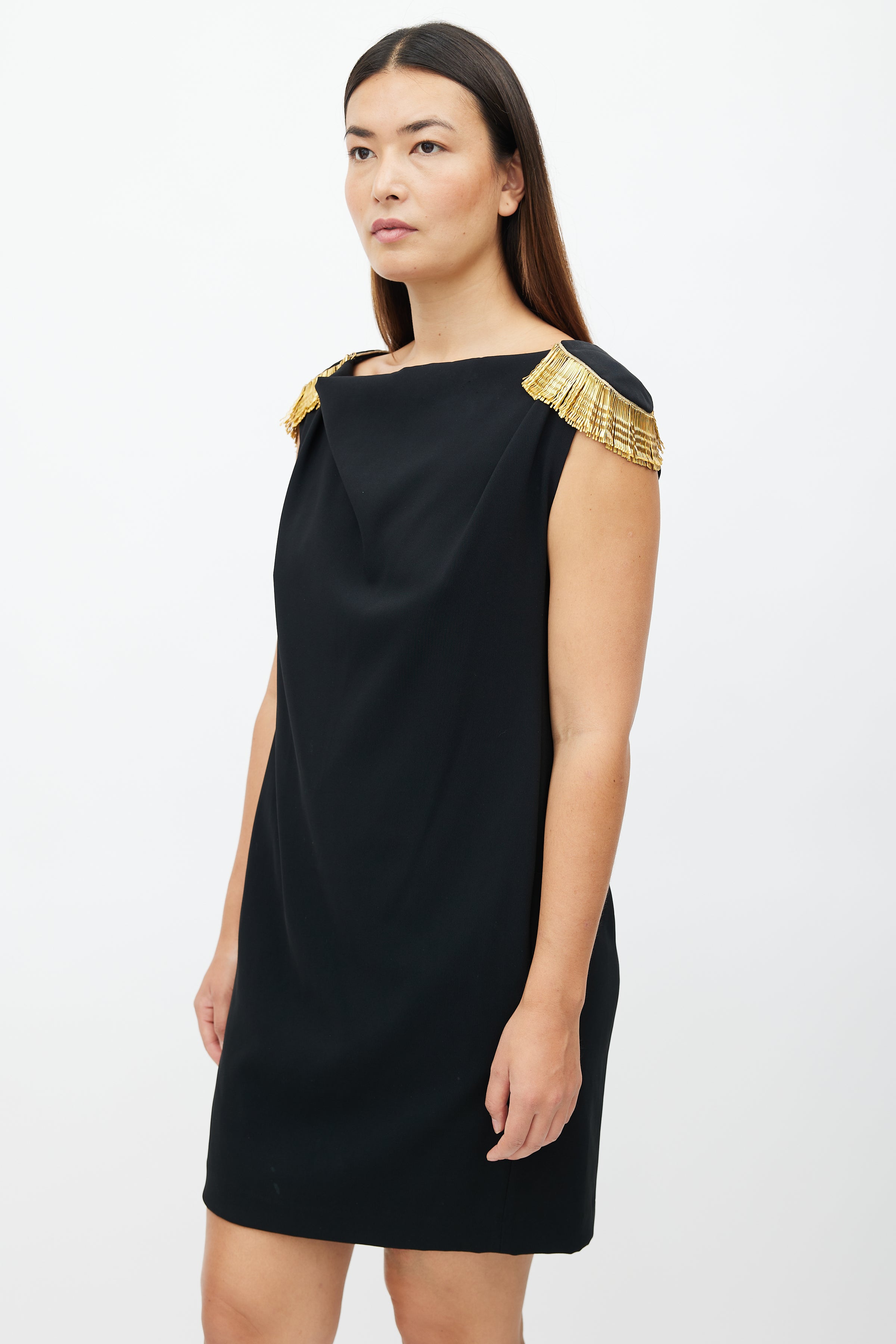 Moschino // Cheap & Chic Black & Gold Bobby Pin Dress VSP Consignment Moschino // Cheap & Chic Black & Gold Bobby Pin Dress VSP Consignment