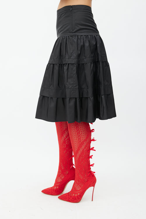Moschino Cheap & Chic Black Silk Tier Skirt