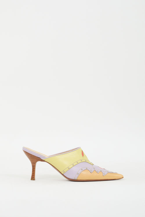 Moschino Cheap & Chic Beige & Multicolour Leather Mule