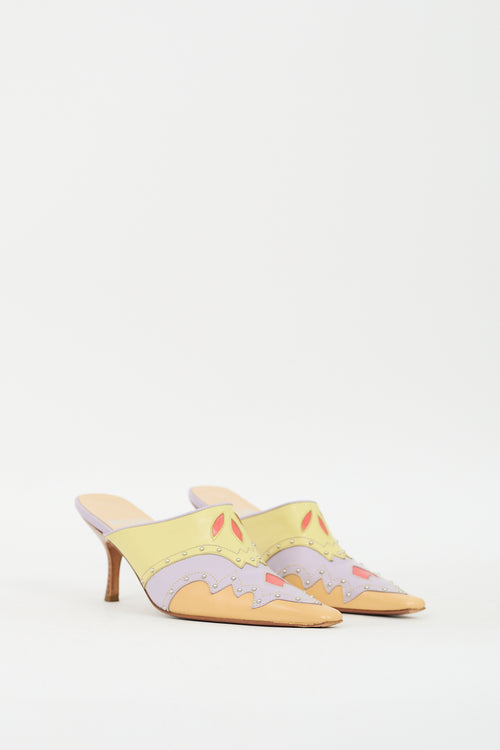 Moschino Cheap & Chic Beige & Multicolour Leather Mule