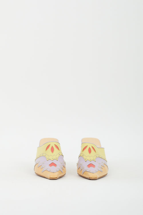 Moschino Cheap & Chic Beige & Multicolour Leather Mule