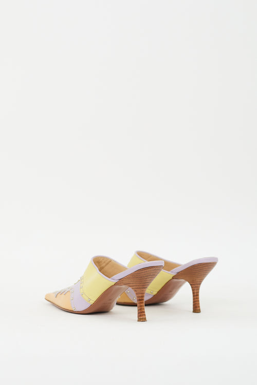 Moschino Cheap & Chic Beige & Multicolour Leather Mule