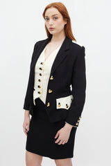 Moschino Couture Black & Cream Hearts Three Piece Skirt Suit