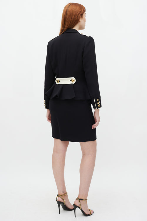Moschino Couture Black & Cream Hearts Three Piece Skirt Suit