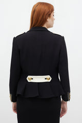 Moschino Couture Black & Cream Hearts Three Piece Skirt Suit