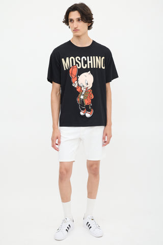 Moschino Couture Black & Multicolour Embroidered Porky T-Shirt