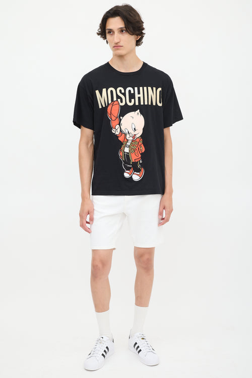 Moschino Couture Black & Multicolour Embroidered Porky T-Shirt