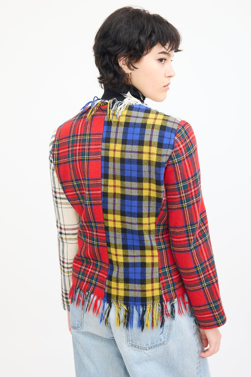 Moschino Couture Cream & Multi Wool Asymmetrical Tartan Jacket