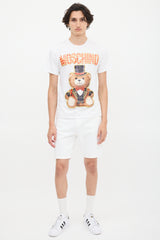 Moschino Couture White & Multicolour Circus Teddy Graphic  T-Shirt