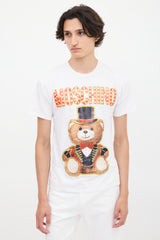 Moschino Couture White & Multicolour Circus Teddy Graphic  T-Shirt
