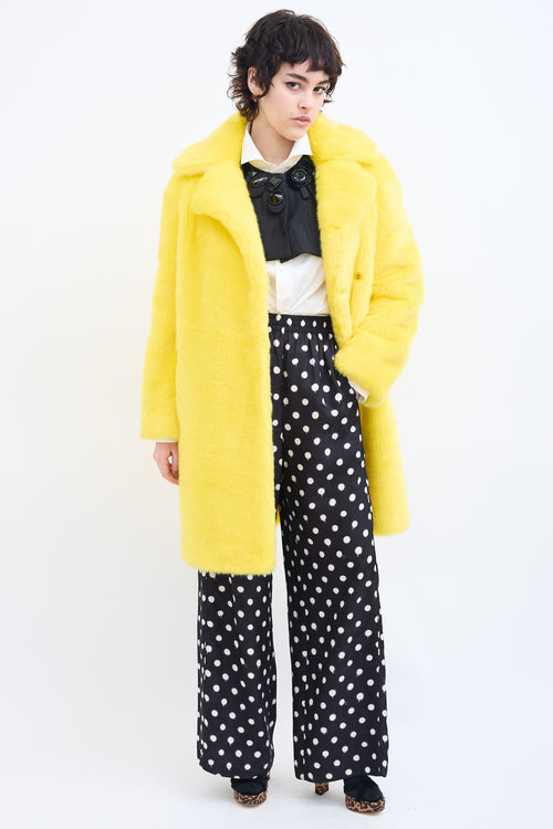 Moschino Couture Yellow Faux Fur Coat