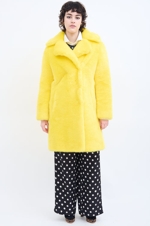 Moschino Couture Yellow Faux Fur Coat