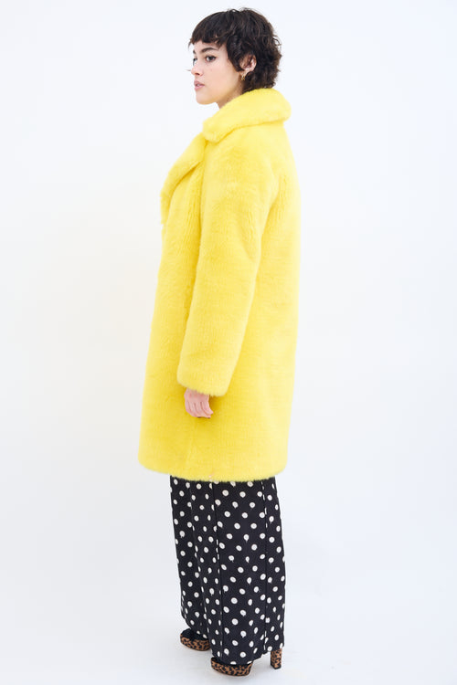 Moschino Couture Yellow Faux Fur Coat