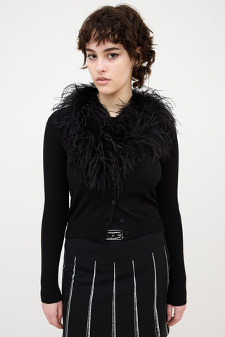 Moschino Feather Collar Cardigan