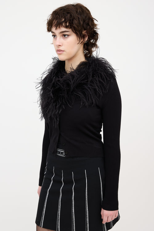 Moschino Feather Collar Cardigan