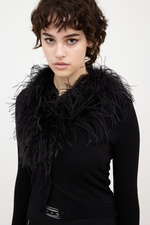 Moschino Feather Collar Cardigan