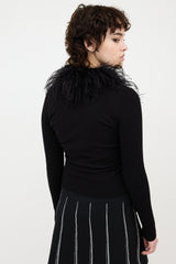 Moschino Feather Collar Cardigan