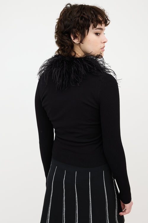 Moschino Feather Collar Cardigan