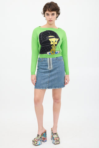 Moschino Green & Multicolour Knit Sweater