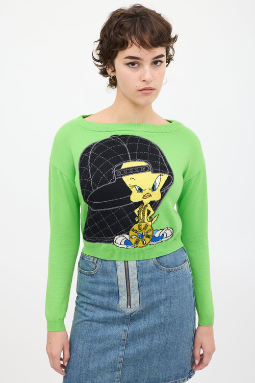 Moschino Green & Multicolour Knit Sweater