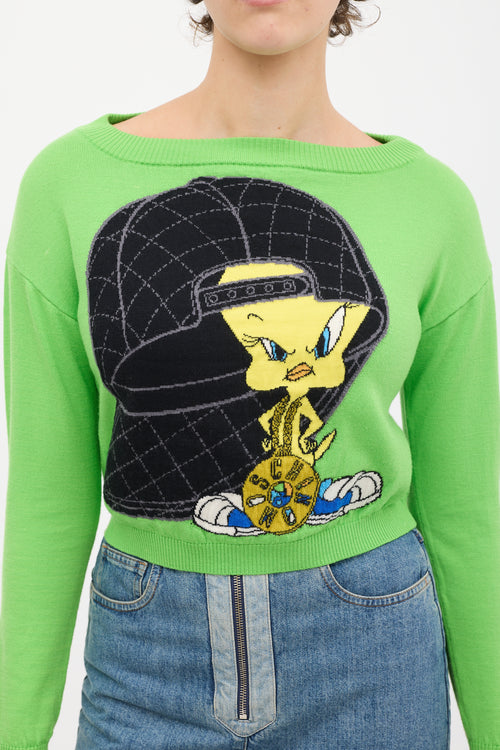 Moschino Green & Multicolour Knit Sweater