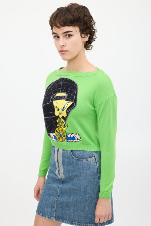 Moschino Green & Multicolour Knit Sweater