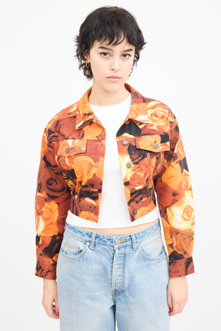 Moschino Jeans Orange & Black Floral Denim Jacket