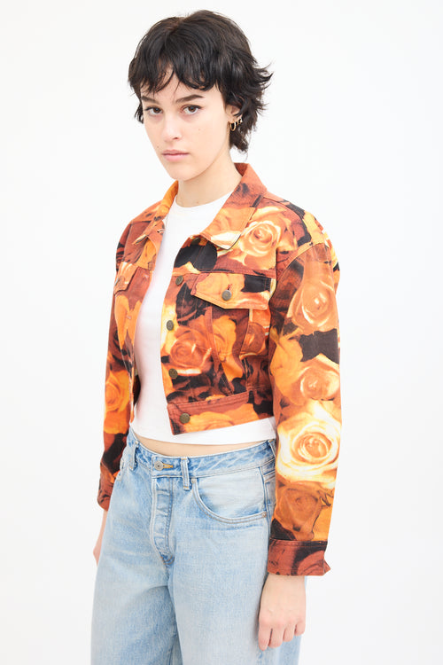 Moschino Jeans Orange & Black Floral Denim Jacket