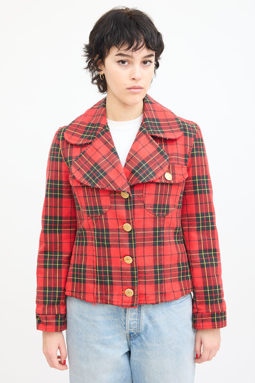 Moschino Jeans Red & Multi Tartan  Jacket