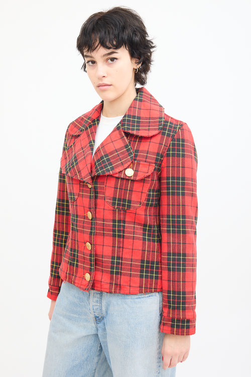 Moschino Jeans Red & Multi Tartan  Jacket