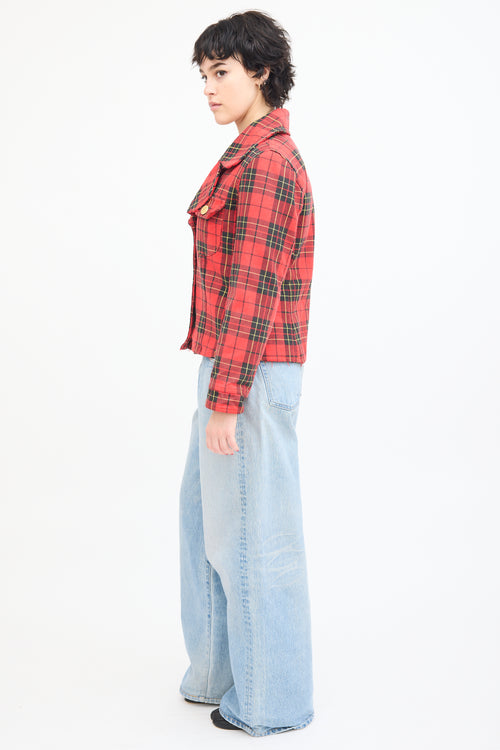 Moschino Jeans Red & Multi Tartan  Jacket