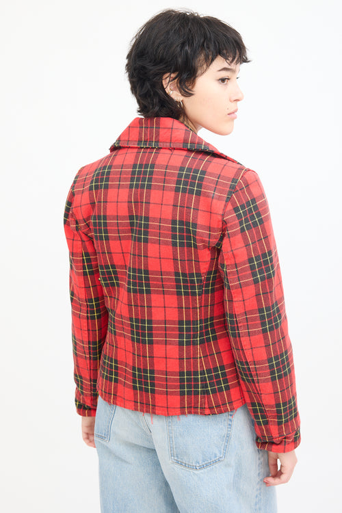 Moschino Jeans Red & Multi Tartan  Jacket