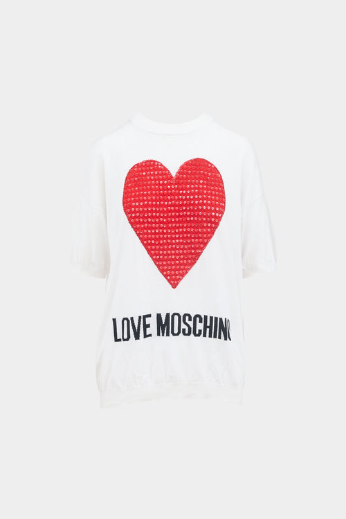 Moschino Knit Sequin Heart T-Shirt