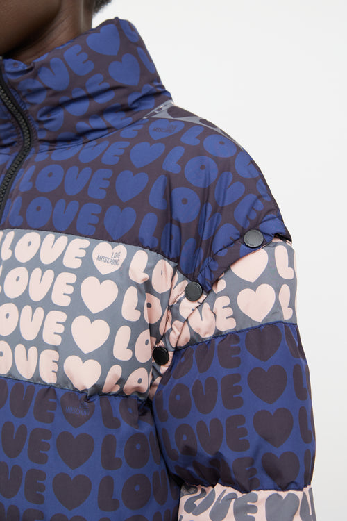 Moschino Love Pink and Multicolour Convertible Puffer
