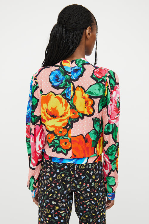 Moschino Pink Multi Floral Long Sleeve Blouse