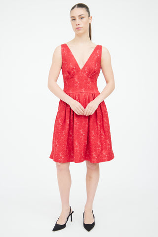 Moschino Red Brocade Bow Dress