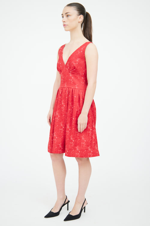 Moschino Red Brocade Bow Dress