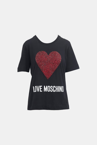 Moschino Rhinestone Heart T-Shirt