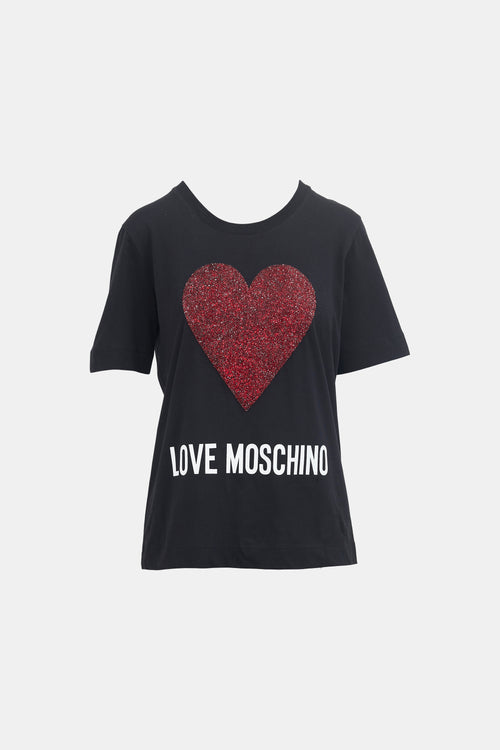 Moschino Rhinestone Heart T-Shirt