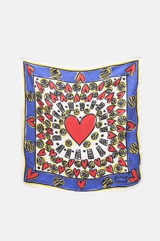 Moschino Satin Heart Print Scarf