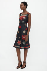 Moschino Silk Floral Applique Dress