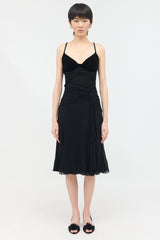 Moschino Velvet & Crinkled Crepe Dress