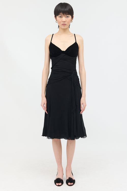 Moschino Velvet & Crinkled Crepe Dress