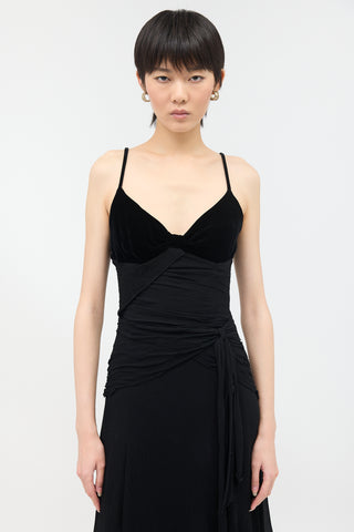 Moschino Velvet & Crinkled Crepe Dress
