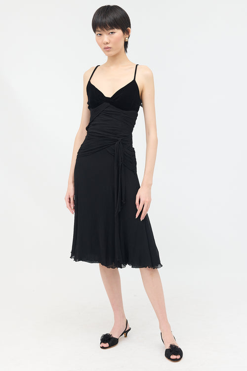 Moschino Velvet & Crinkled Crepe Dress