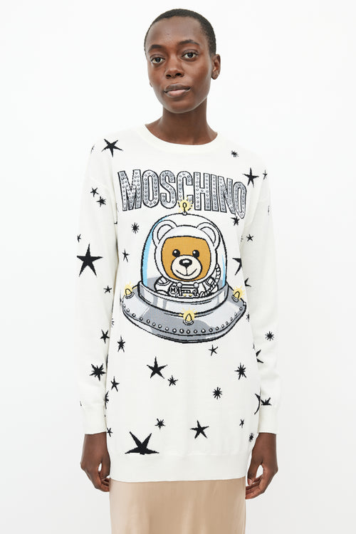 Moschino White & Multi Star Sweater Dress